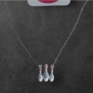 NWT Nadine West Enamel & Rhinestone Bowling Pin Choker Necklace ~16"